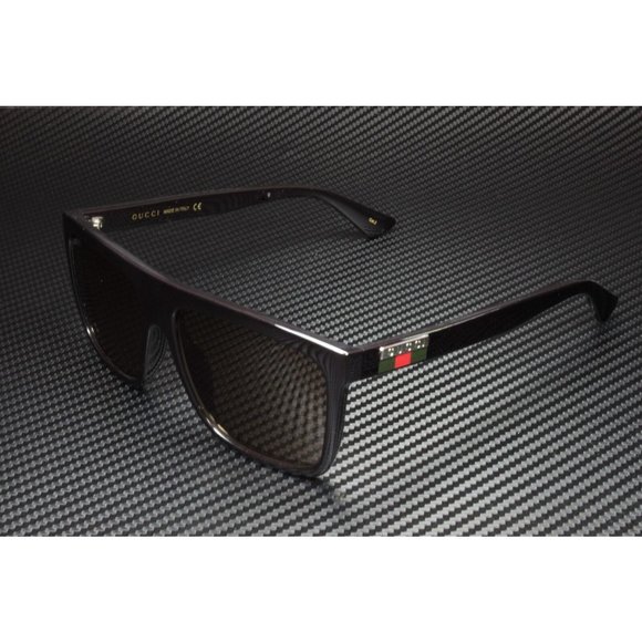 GUCCI GG0748S 002 Square Injection Black Shiny Black Brown 59mm Men's Sunglasses